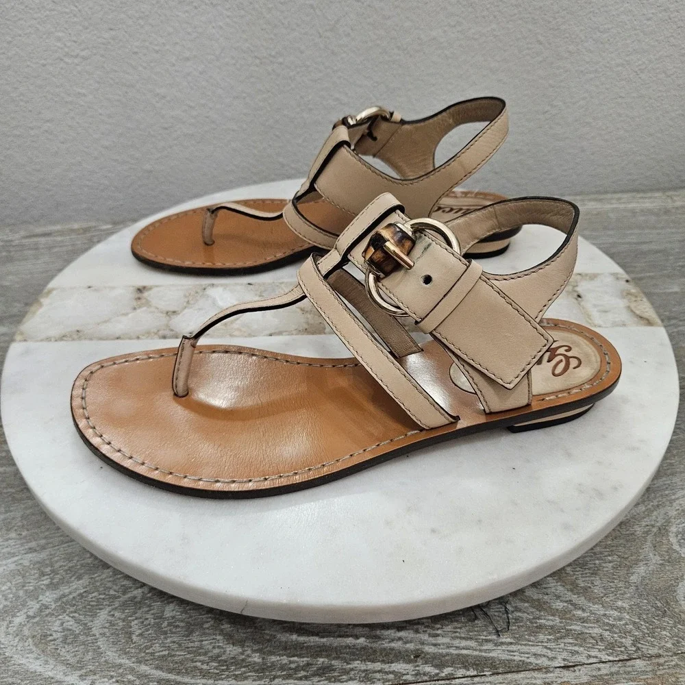 Gucci Brown Leather Thong Sandals Size 37 - US 7 - Picture 5 of 10